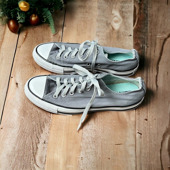 Converse Chuck Taylor Low Top Gray White/Teal. Size 9 Women’s Size 7 Men’s. - Picture 2 of 6